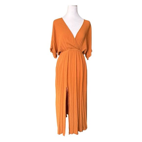 L'AGENCE Gathered Maxi Dress Surplice Neckline Dolman Sleeve Side Slit Medium - Picture 1 of 16